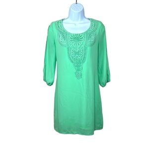 Small Sage Mint Green Dress Peasant Boho Lined Lightweight